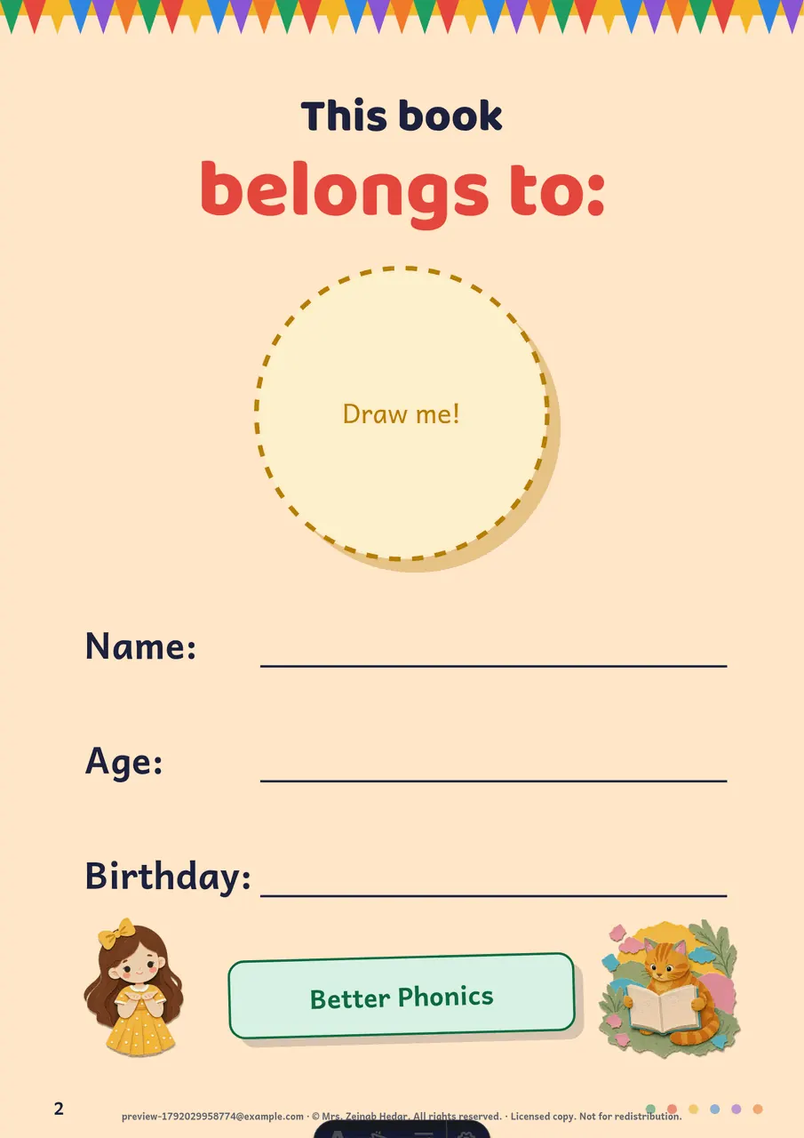 Printed A4 workbook page for letter practice